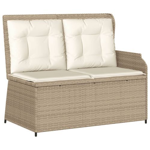 Banc inclinable de jardin avec coussins beige résine tressée - Photo n°2; ?>