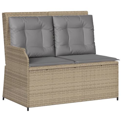 Banc inclinable de jardin avec coussins beige résine tressée - Photo n°2; ?>