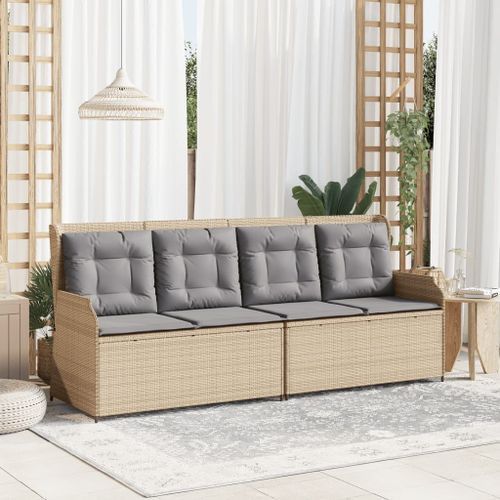 Banc inclinable de jardin avec coussins beige résine tressée - Photo n°3; ?>