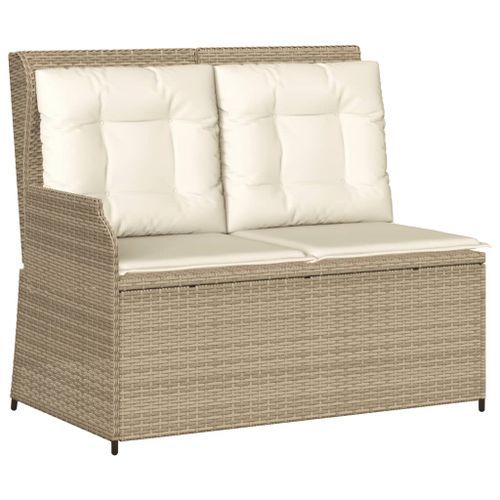 Banc inclinable de jardin avec coussins beige résine tressée - Photo n°2; ?>