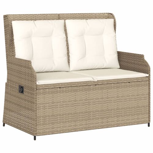 Banc inclinable de jardin avec coussins beige résine tressée - Photo n°2; ?>