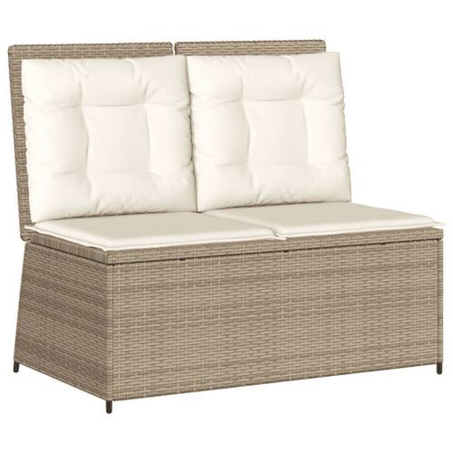 Banc inclinable de jardin avec coussins beige résine tressée - Photo n°2; ?>