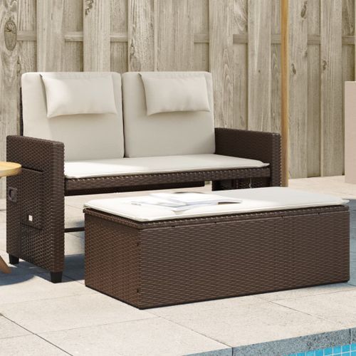 Banc inclinable de jardin avec coussins marron résine tressée - Photo n°2; ?>