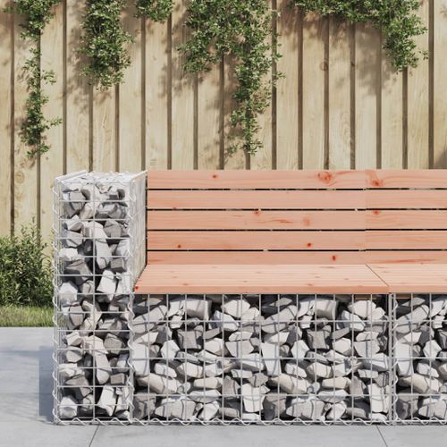 Banc jardin design gabion 92x71x65,5 cm bois massif de douglas - Photo n°2; ?>