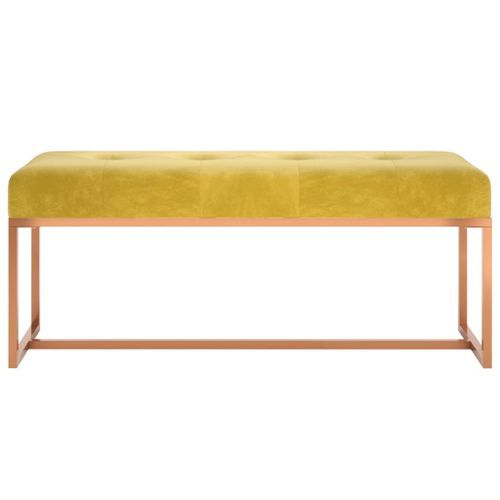 Banc Jaune moutarde 110x36x45 cm Velours - Photo n°3; ?>