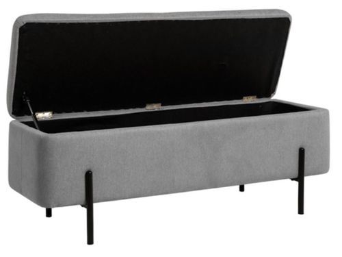 Banc moderne avec coffre de rangement tissu et pieds en métal noir Navika - Photo n°3; ?>