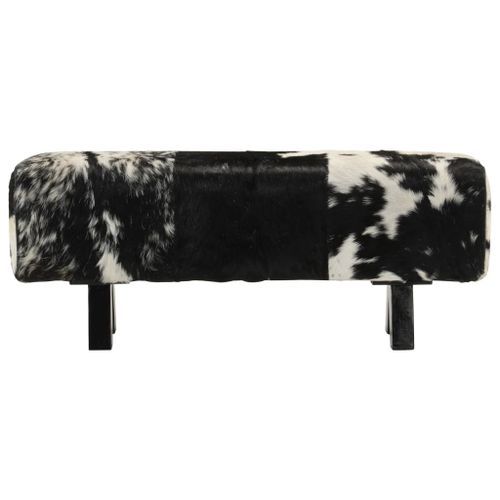 Banc noir et blanc 110x30x45 cm cuir de chèvre véritable - Photo n°2; ?>