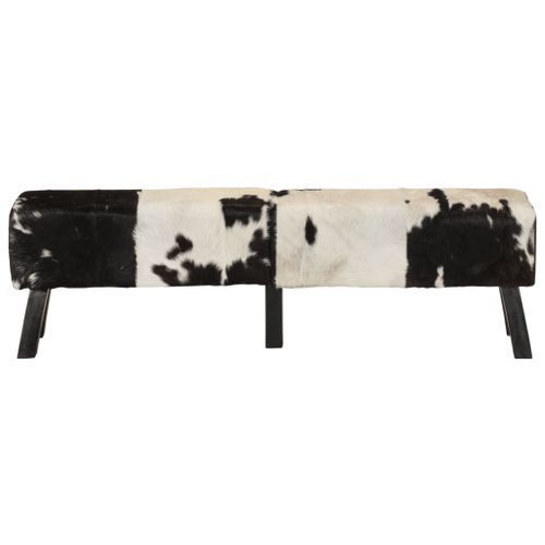 Banc noir et blanc 160x28x50 cm cuir de chèvre véritable - Photo n°2; ?>