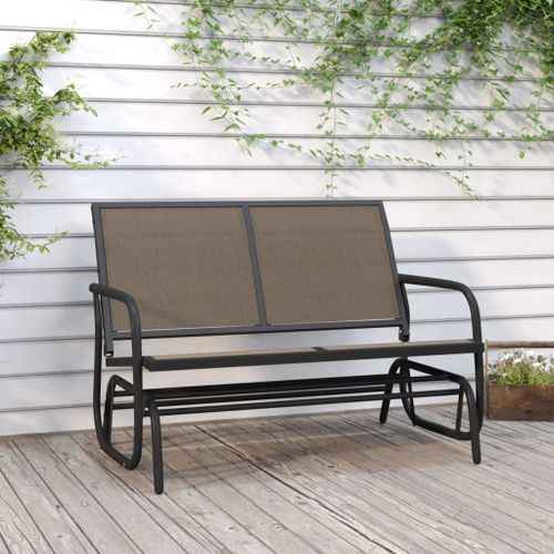 Banc oscillant de jardin marron 120,5x76x86,5cm textilène/acier - Photo n°2; ?>