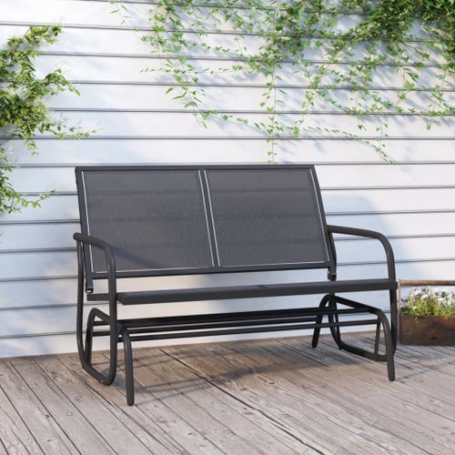 Banc oscillant de jardin noir 120,5x76x86,5 cm textilène/acier - Photo n°2; ?>