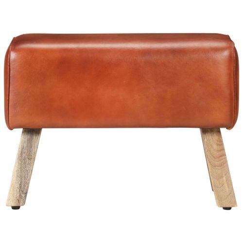 Banc saut de cheval 58cm Marron Cuir véritable et bois manguier - Photo n°3; ?>