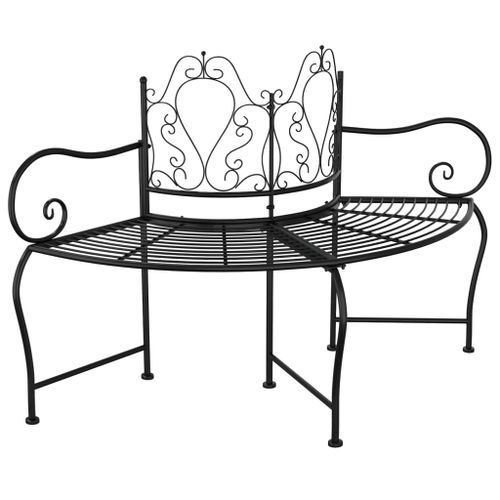 Banc tour d'arbre 150 cm Noir Acier - Photo n°2; ?>