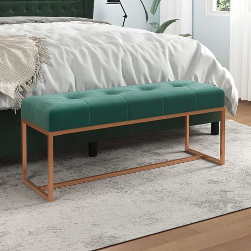 Banc Vert foncé 110x36x45 cm Velours - Photo n°2; ?>