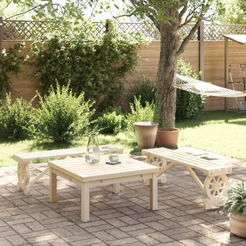 Bancs de jardin 2 pcs bois de sapin massif - Photo n°2; ?>