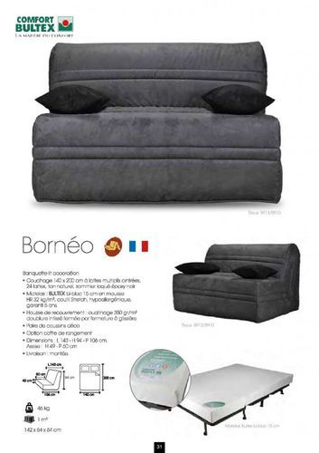 Banquette BZ microfibre 140x200 cm avec rangement Matelas Bultex 15 cm Barnes - Photo n°3; ?>