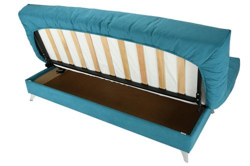 Banquette Clic-clac tissu 130x190 cm matelas Bultex 14 cm avec rangement Belax - Photo n°3; ?>