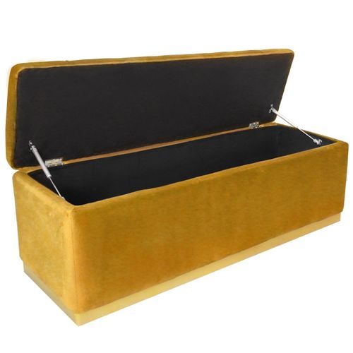 Banquette Coffre Velours Jaune Ocre Et Pied Métal Doré Enya 10 Banquette coffre velours jaune ocre et pied métal doré Enya - Photo n°2; ?>