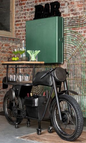 Bar motocyclette métal noir Vian L 200 cm - Photo n°2; ?>