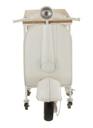 Bar scooter métal blanc et manguier massif clair Nayra - Photo n°3; ?>