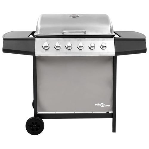 Barbecue gril à gaz avec 6 brûleurs Noir et argenté - Photo n°3; ?>