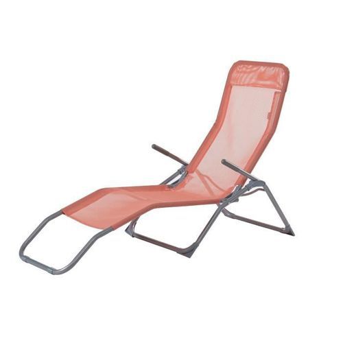 BEAU RIVAGE Lot de 2 transats LUNJA - En textilene - Corail - Photo n°2; ?>