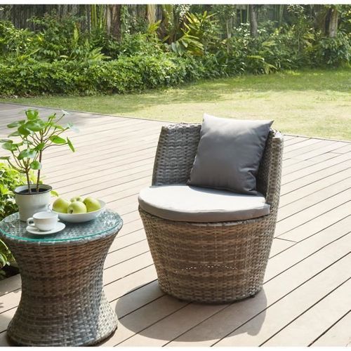 BEAU RIVAGE Salon de jardin Hilpea - 2 places - Marron - Photo n°2; ?>