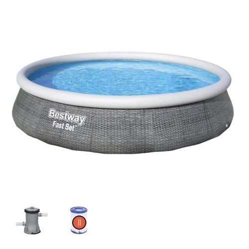 BESTWAY Piscine hors sol Fast Set - 396 x 84 cm - Gris - Photo n°2; ?>