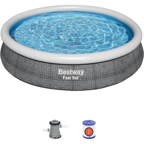 BESTWAY Piscine hors sol Fast Set - Ronde - 366 x 76 cm- Pompe et cartouche de filtration - Photo n°2; ?>