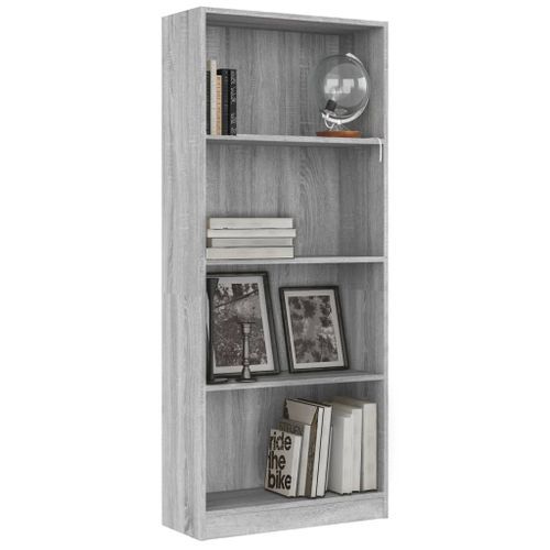 Bibliothèque 4 niveaux Sonoma gris 60x24x142 cm - Photo n°3; ?>