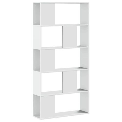 Bibliothèque 5 niveaux blanc 80,5x23,5x162,5 cm bois ingénierie - Photo n°2; ?>