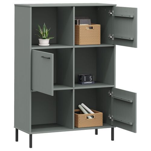 Bibliothèque avec pieds en métal Gris 90x35x128,5 cm Bois OSLO - Photo n°3; ?>