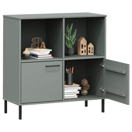 Bibliothèque avec pieds en métal Gris 90x35x90,5 cm Bois OSLO - Photo n°3; ?>