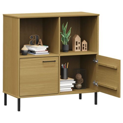 Bibliothèque avec pieds en métal Marron 90x35x90,5 cm Bois OSLO - Photo n°3; ?>