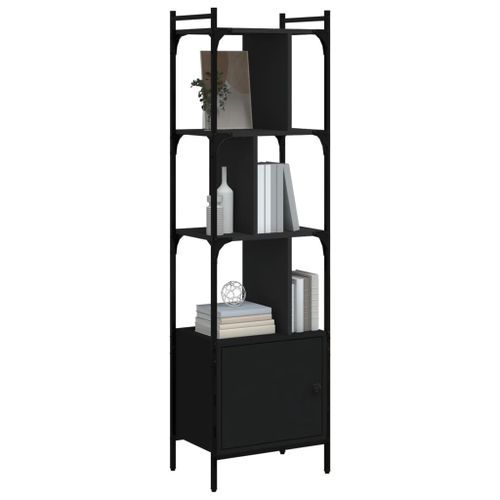 Bibliothèque avec porte noir 44,5x30x154,5 cm bois d'ingénierie - Photo n°3; ?>