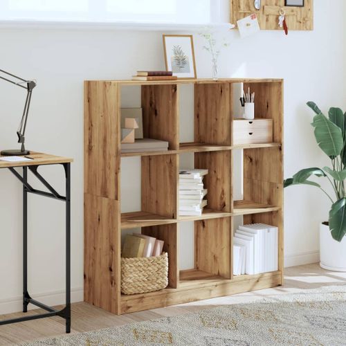 Bibliothèque chêne artisanal 102x32x108 cm bois d'ingénierie - Photo n°3; ?>