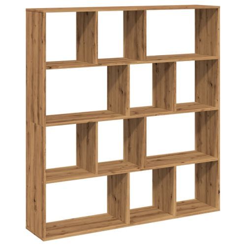 Bibliothèque chêne artisanal 132x29x141,5 cm bois d'ingénierie - Photo n°2; ?>