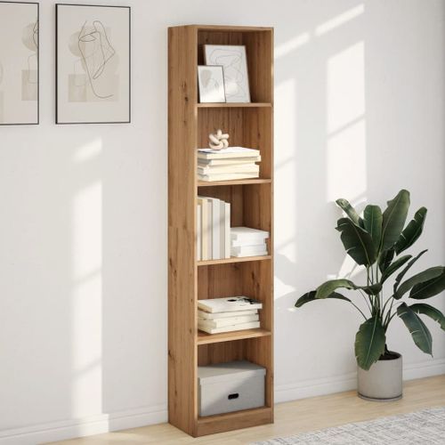 Bibliothèque chêne artisanal 40x24x176 cm bois d'ingénierie - Photo n°3; ?>