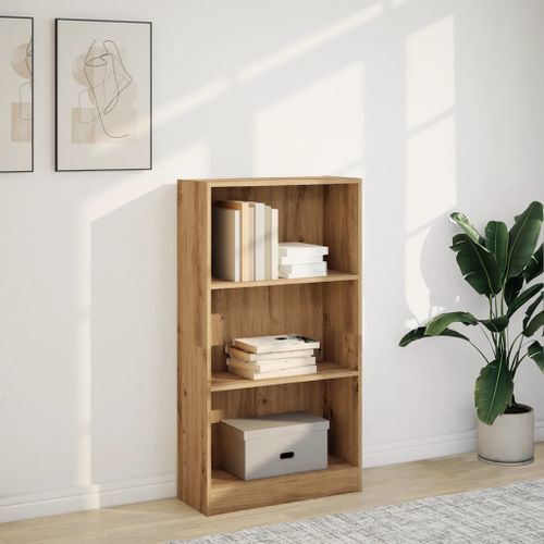 Bibliothèque chêne artisanal 60x24x109 cm bois d'ingénierie - Photo n°3; ?>