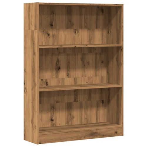 Bibliothèque chêne artisanal 80x24x109 cm bois d'ingénierie - Photo n°2; ?>