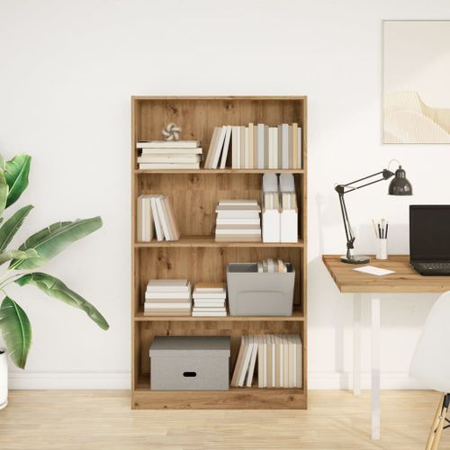 Bibliothèque chêne artisanal 80x24x143 cm bois d'ingénierie - Photo n°3; ?>