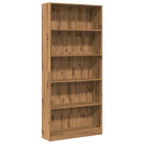 Bibliothèque chêne artisanal 80x24x176 cm bois d'ingénierie - Photo n°2; ?>