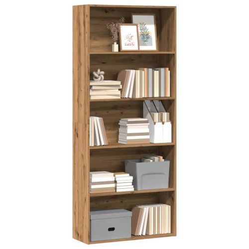 Bibliothèque chêne artisanal 80x30x189 cm bois d'ingénierie - Photo n°3; ?>