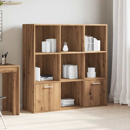 Bibliothèque chêne artisanal 98x29x97,5 cm bois d'ingénierie - Photo n°3; ?>