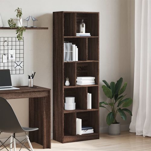 Bibliothèque chêne marron 57x28,5x174 cm bois d'ingénierie - Photo n°3; ?>