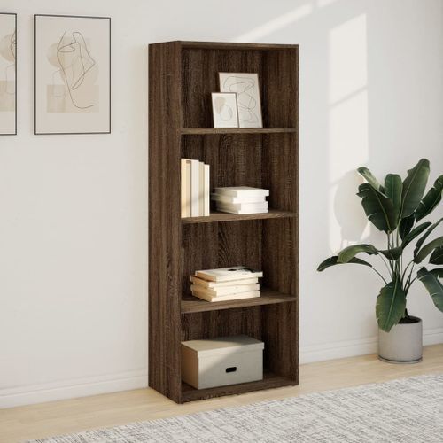 Bibliothèque chêne marron 60x30x152 cm bois d'ingénierie - Photo n°3; ?>