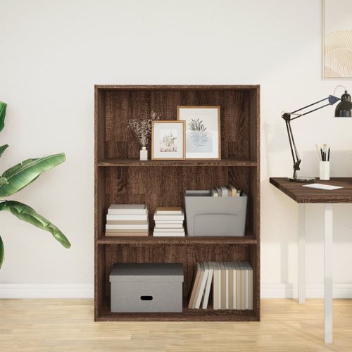 Bibliothèque chêne marron 80x30x114 cm bois d'ingénierie - Photo n°3; ?>