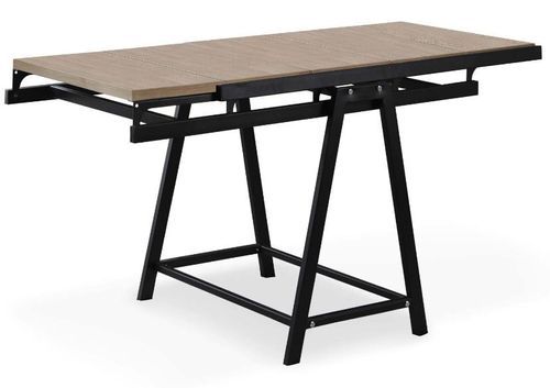 Bibliothèque convertible en table métal noir et bois clair Lee - Photo n°2; ?>