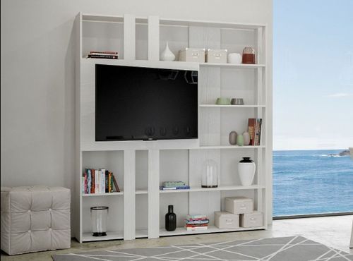 Bibliothèque et meuble TV bois blanc Bamka 178 cm - Photo n°3; ?>