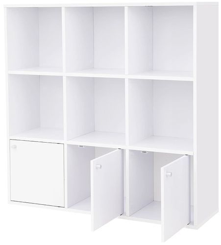 Bibliothèque étagères et casiers bois blanc Chika 98 cm - Photo n°2; ?>