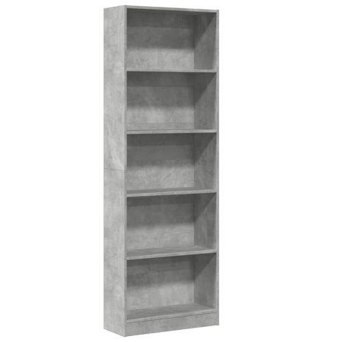 Bibliothèque gris béton 60x24x176 cm bois d'ingénierie - Photo n°2; ?>